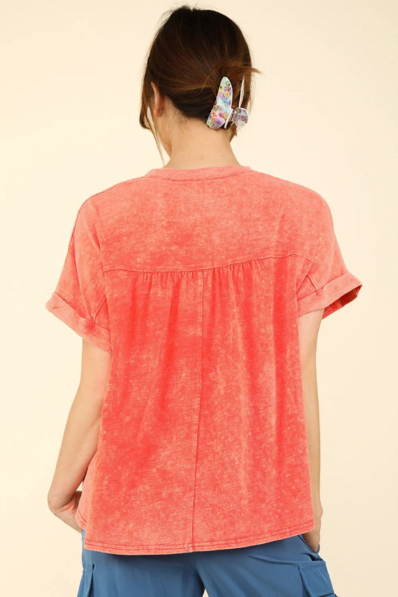 Very J Nochted Short Sleeve Washed T-Shirt for Casual Style - Love Salve 