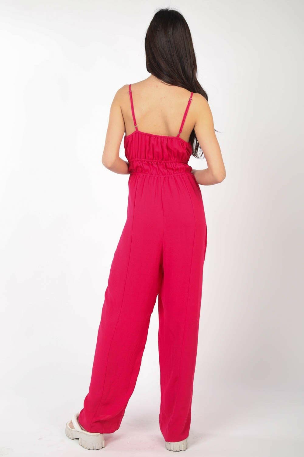 VERY J Pintuck Detail Woven Sleeveless Jumpsuit - Love Salve