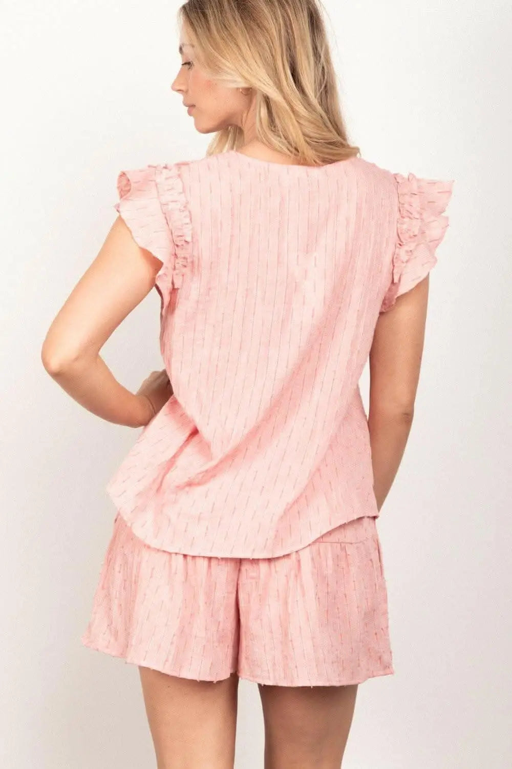 Chic Romance Ruffle Sleeve Top & Shorts Set - Love Salve 