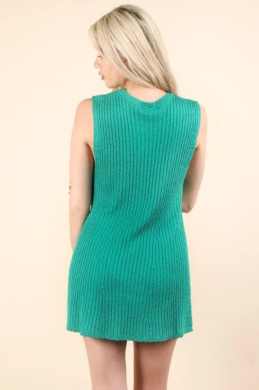 VERY J Slit Round Neck Top and Shorts Sweater Set - Love Salve
