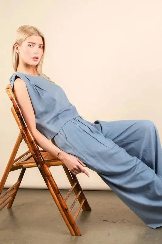 VERY J Solid Woven Top & Pants Set - Love Salve