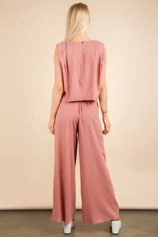 VERY J Solid Woven Top & Pants Set - Love Salve