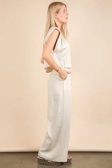 VERY J Solid Woven Top & Pants Set - Love Salve