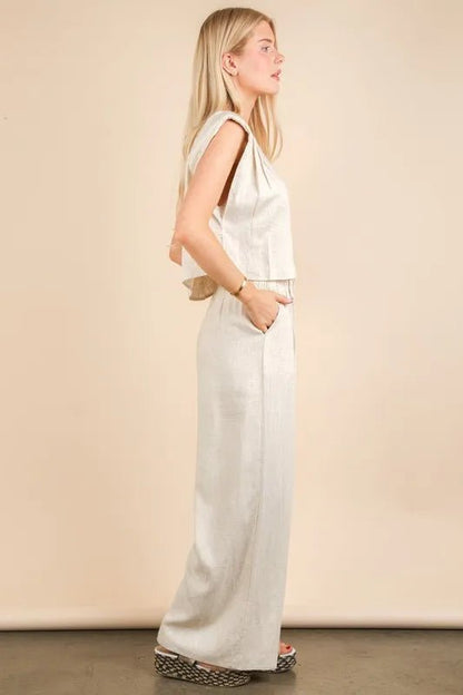 VERY J Solid Woven Top & Pants Set - Love Salve