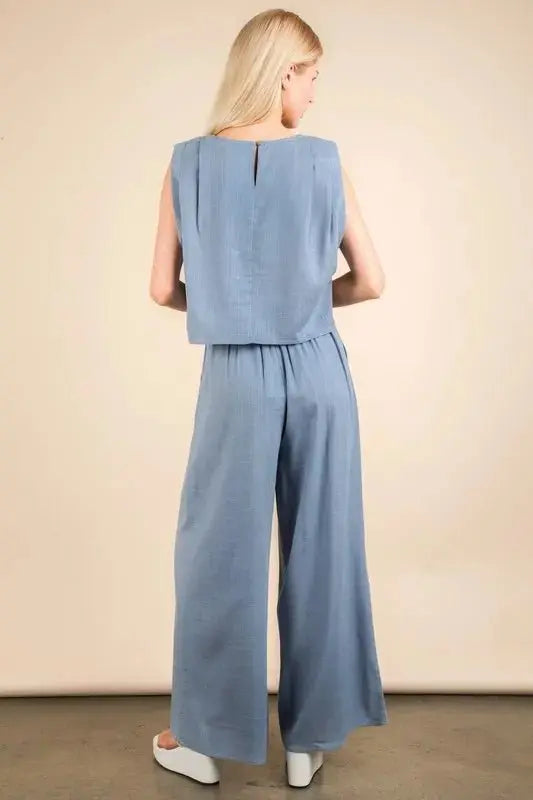 VERY J Solid Woven Top & Pants Set - Love Salve