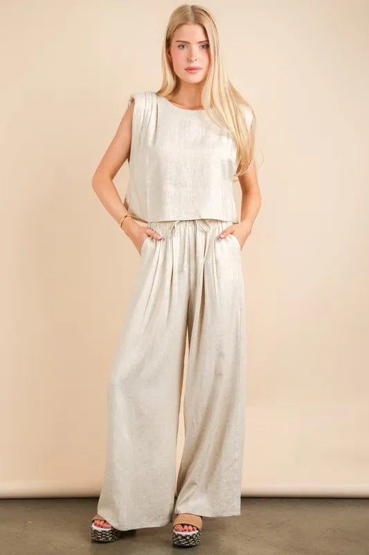 VERY J Solid Woven Top & Pants Set - Love Salve