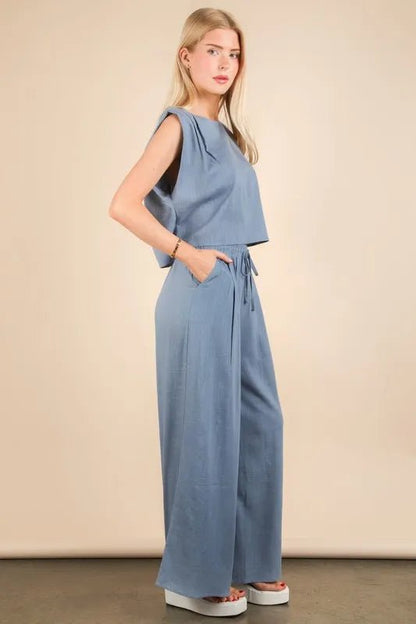 VERY J Solid Woven Top & Pants Set - Love Salve