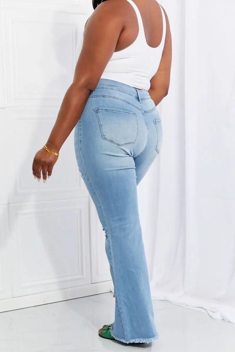 Vibrant MIU Full Size Jess Button Flare Jeans - Love Salve 