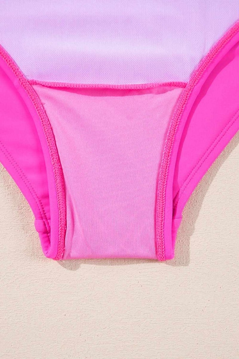 Vibrant Pink Backless Twist Bowknot One - Piece Swimsuit - Love Salve
