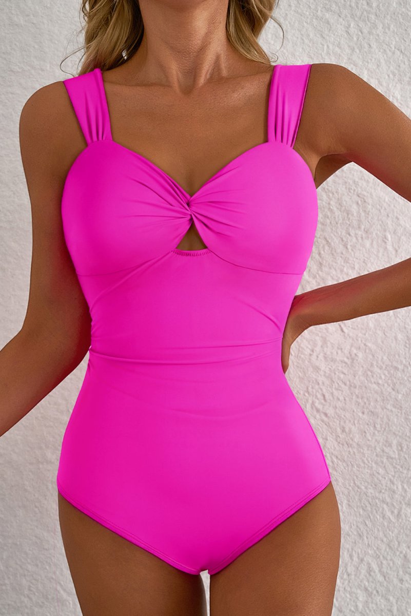 Vibrant Pink Backless Twist Bowknot One - Piece Swimsuit - Love Salve