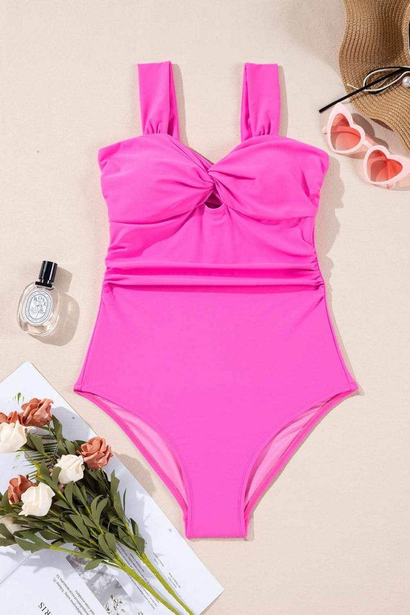 Vibrant Pink Backless Twist Bowknot One - Piece Swimsuit - Love Salve
