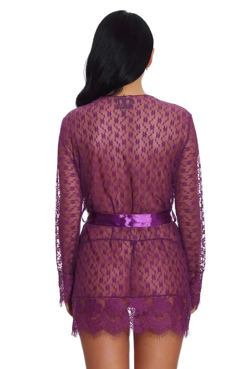 Lovely Lace Cheeky Robe 3wishes.com