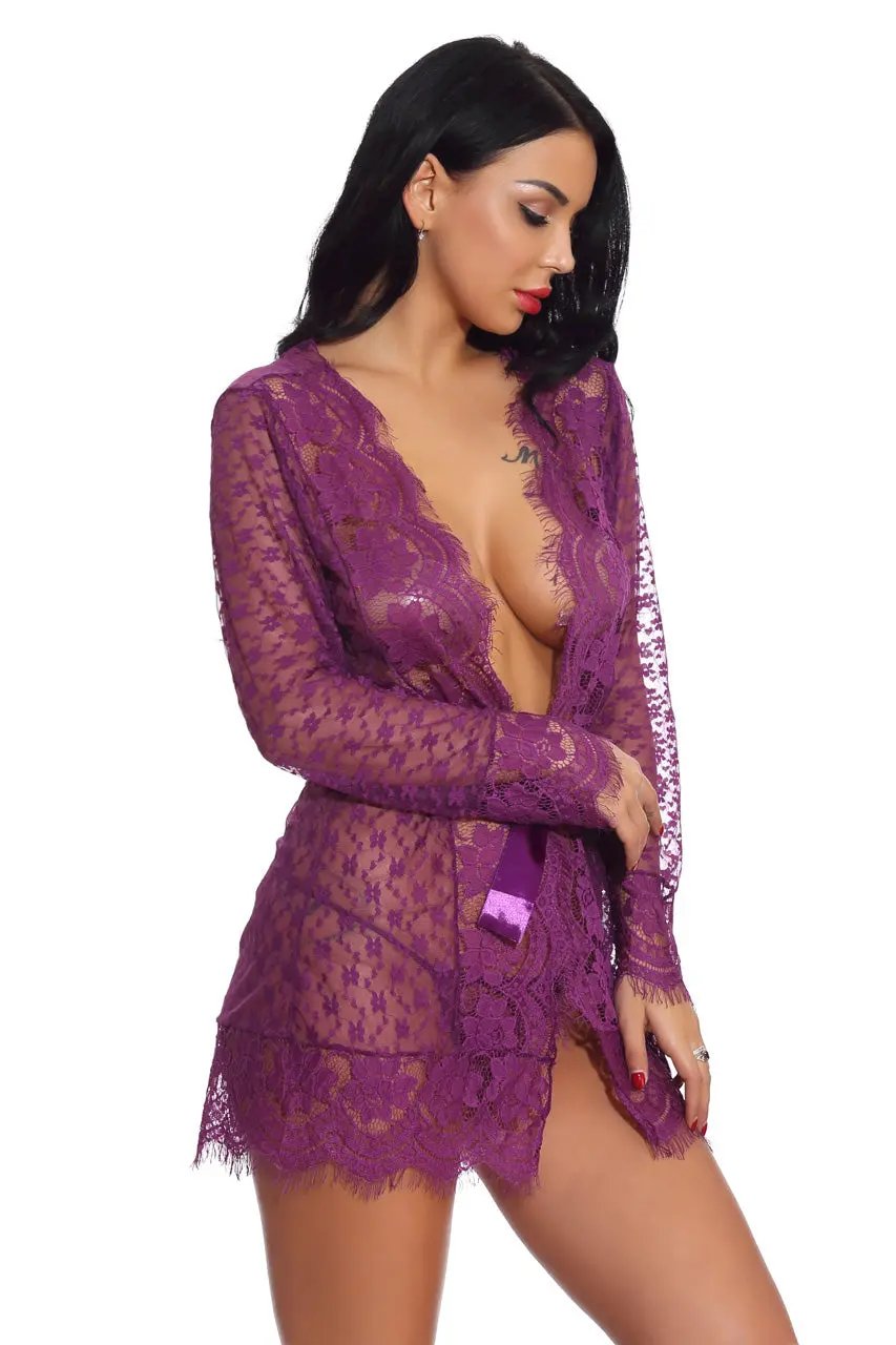 Lovely Lace Cheeky Robe 3wishes.com