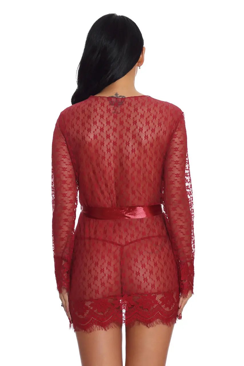Lovely Lace Cheeky Robe 3wishes.com