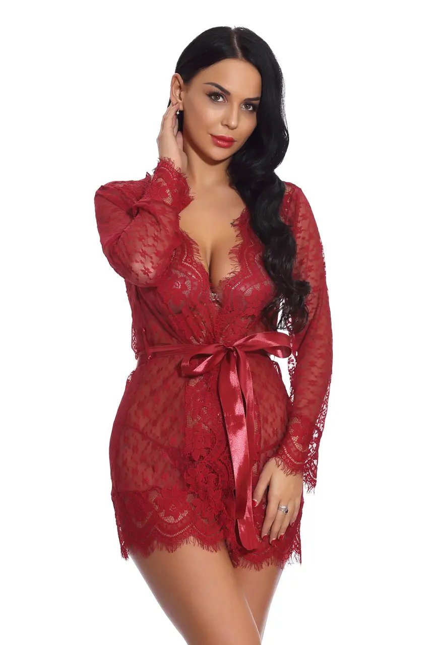 Lovely Lace Cheeky Robe 3wishes.com
