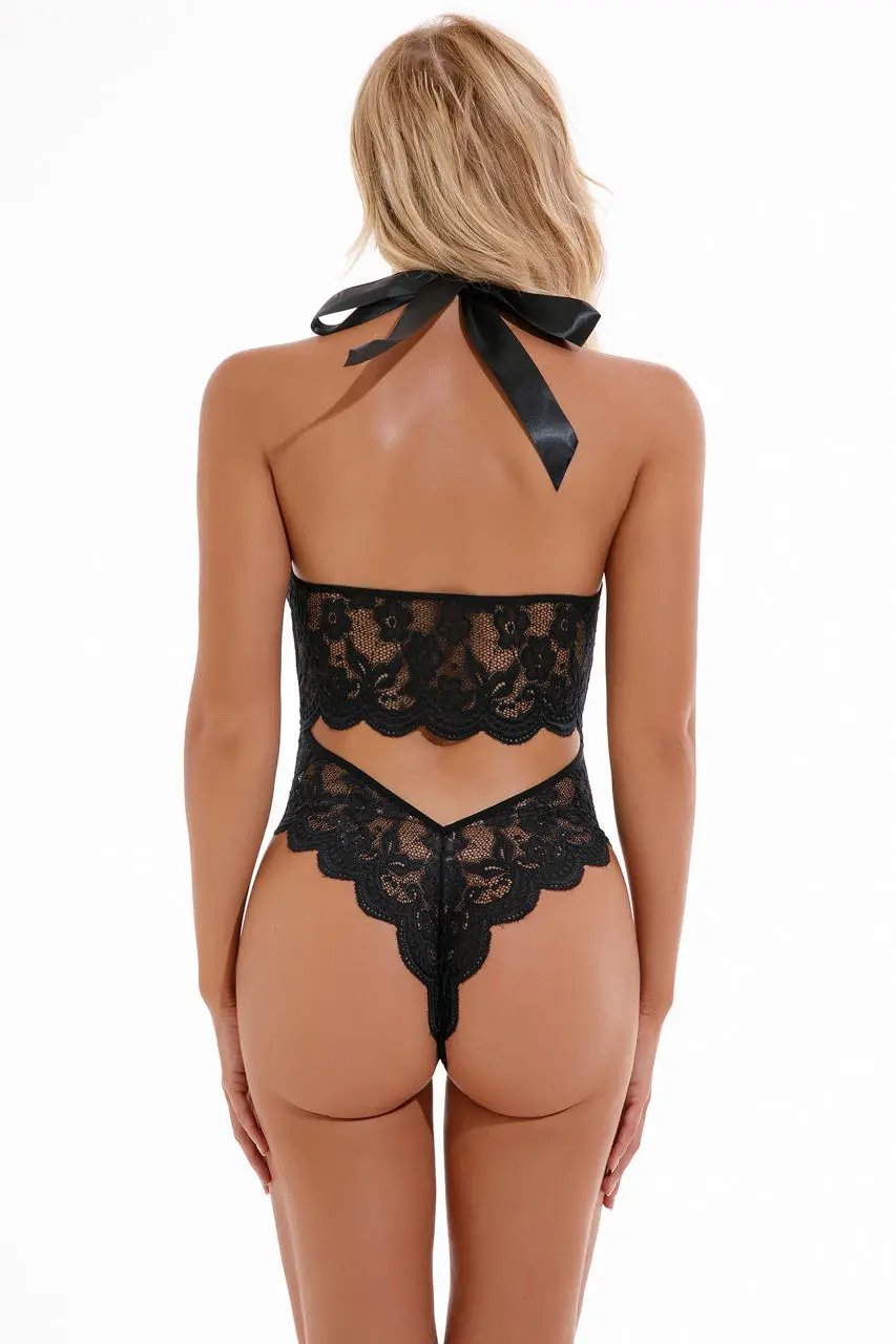 V-Cut Lacy Teddy Lingerie 3wishes.com