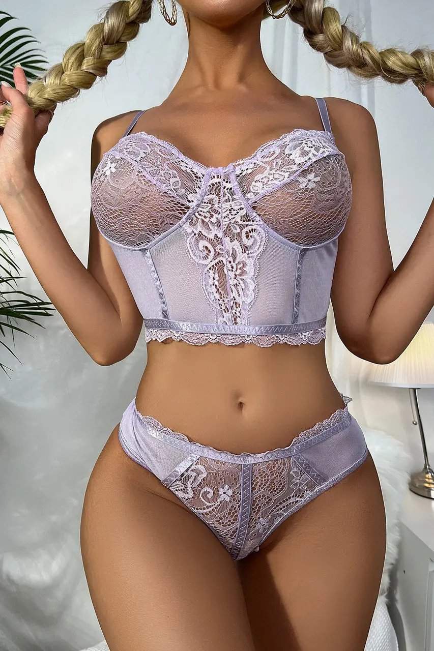 Pretty Patterned Bralette Set 3wishes.com