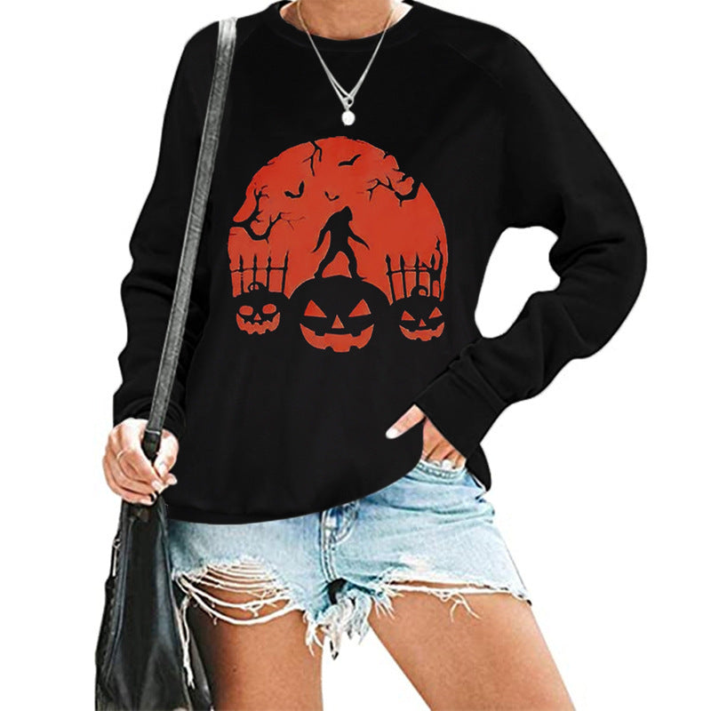 Halloween skull design women's sweatshirt for spooky style