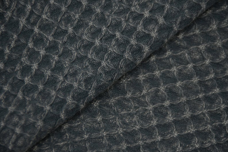 Black Waffle Turkish Towel 40 Inch by 70 Inch Hand Loomed Natural Cotton - Love Salve 