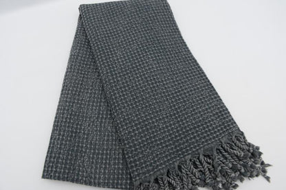 Black Waffle Turkish Towel 40 Inch by 70 Inch Hand Loomed Natural Cotton - Love Salve 