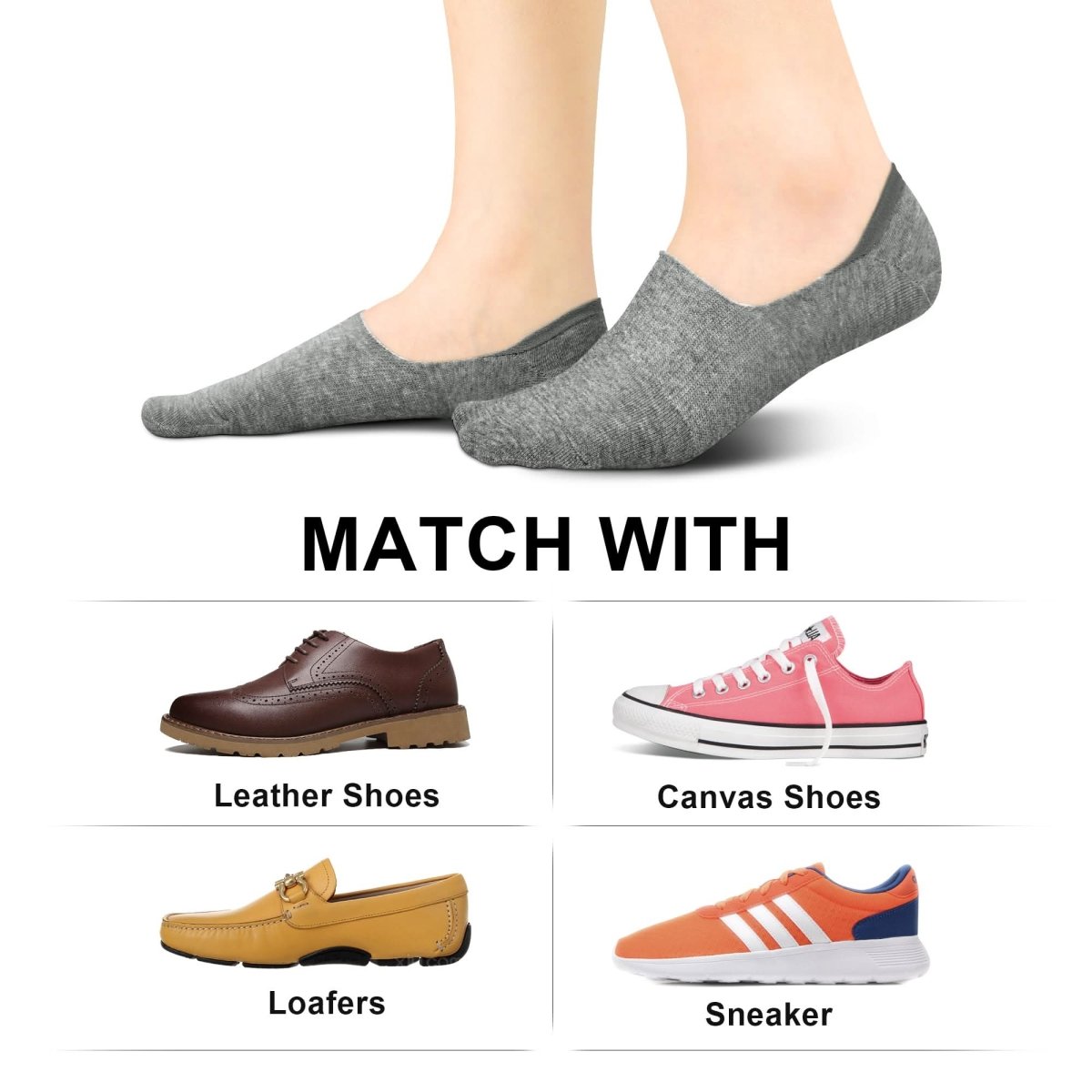 wernies No Show Socks Women Low Socks Non Slip Flat Boat Line 4/8 Pairs - Love Salve 