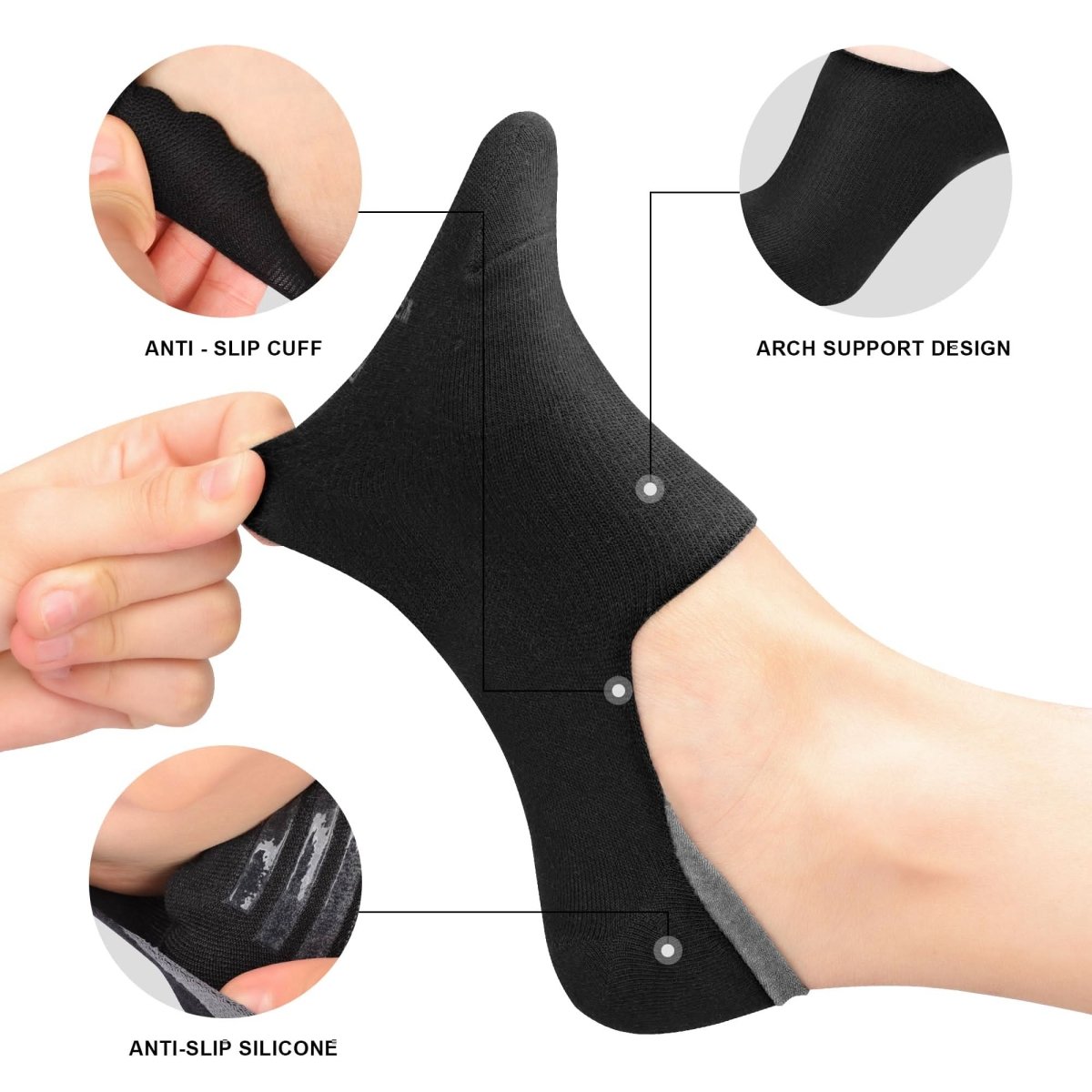 wernies No Show Socks Women Low Socks Non Slip Flat Boat Line 4/8 Pairs - Love Salve 