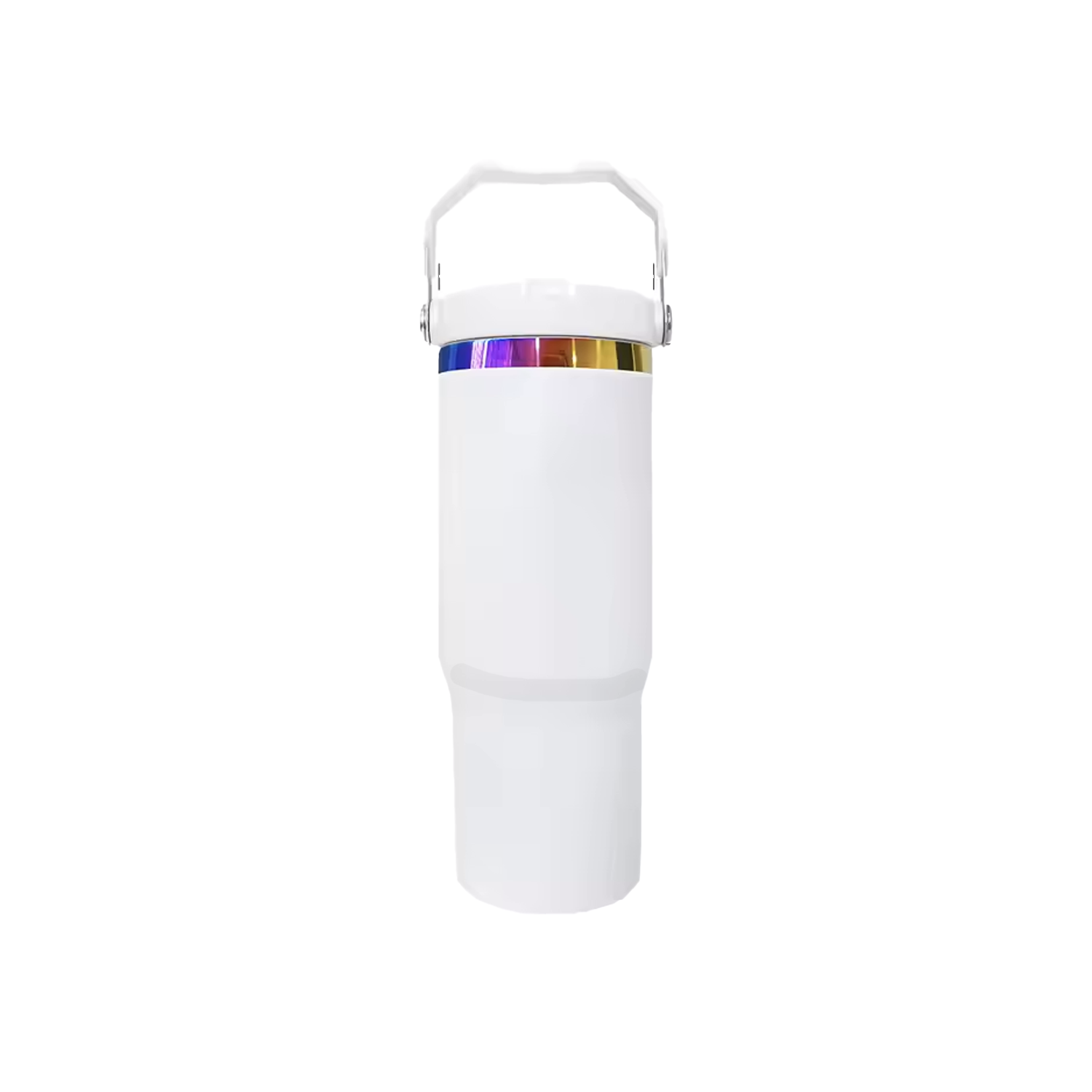 Black or White Rainbow Tumbler with Flip up Straw  30 oz MM