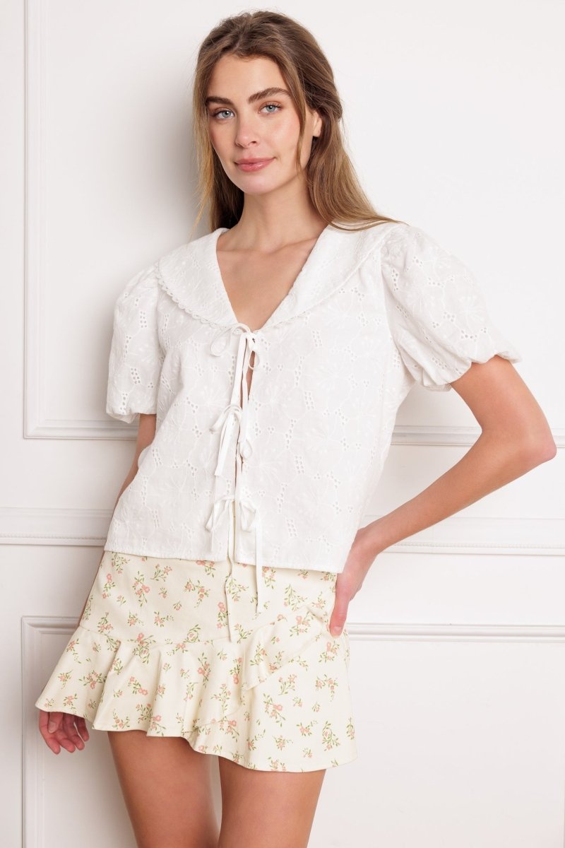 WHAT WILL BE EYELET WOVEN TOP - Love Salve