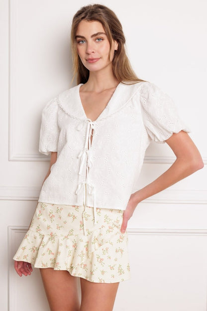 WHAT WILL BE EYELET WOVEN TOP - Love Salve