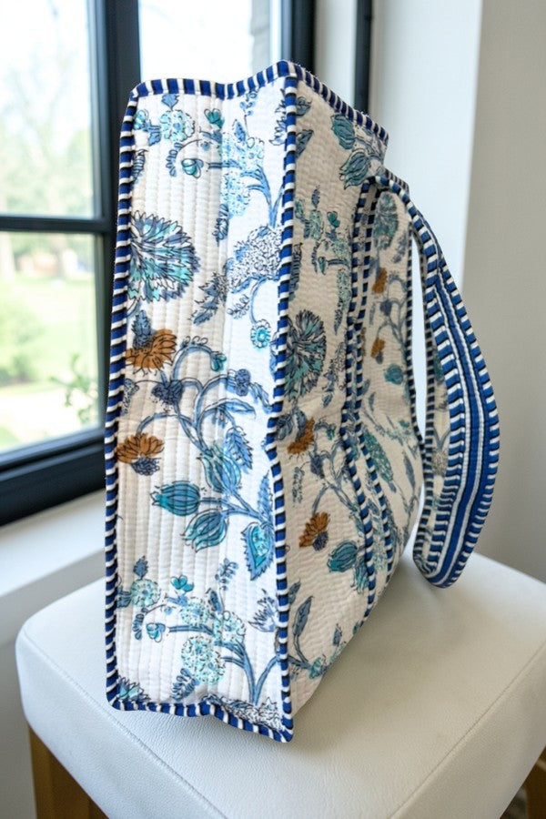 SC - ETA 8/24-9/7 Sasha Blue and White Floral Tote Bag