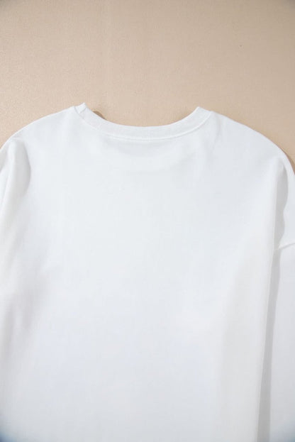 White Bowknot Pattern Drop Shoulder Loose Sweatshirt - Love Salve 