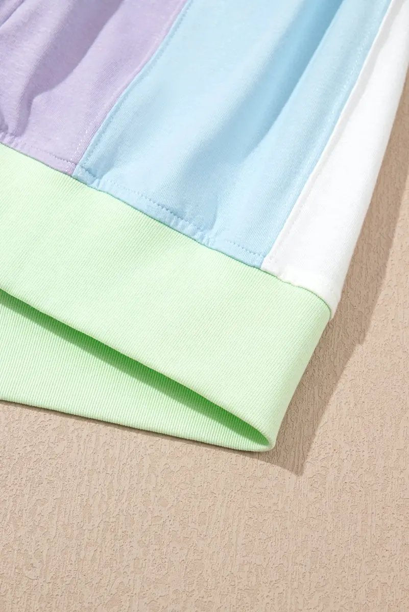 White Color Block Patchwork Half Sleeve Oversized T Shirt - Love Salve 