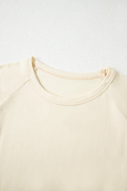 White Color Block Stitched Sleeve Loose T Shirt for Women - Love Salve 