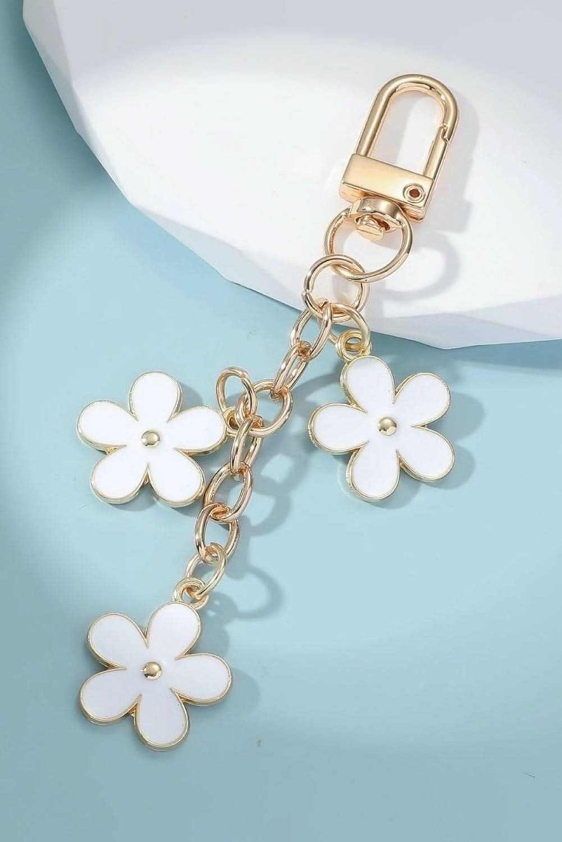 White Cute Flower Shape Ornament Key Buckle - Love Salve