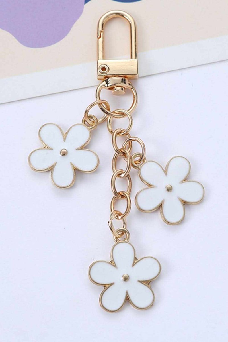 White Cute Flower Shape Ornament Key Buckle - Love Salve