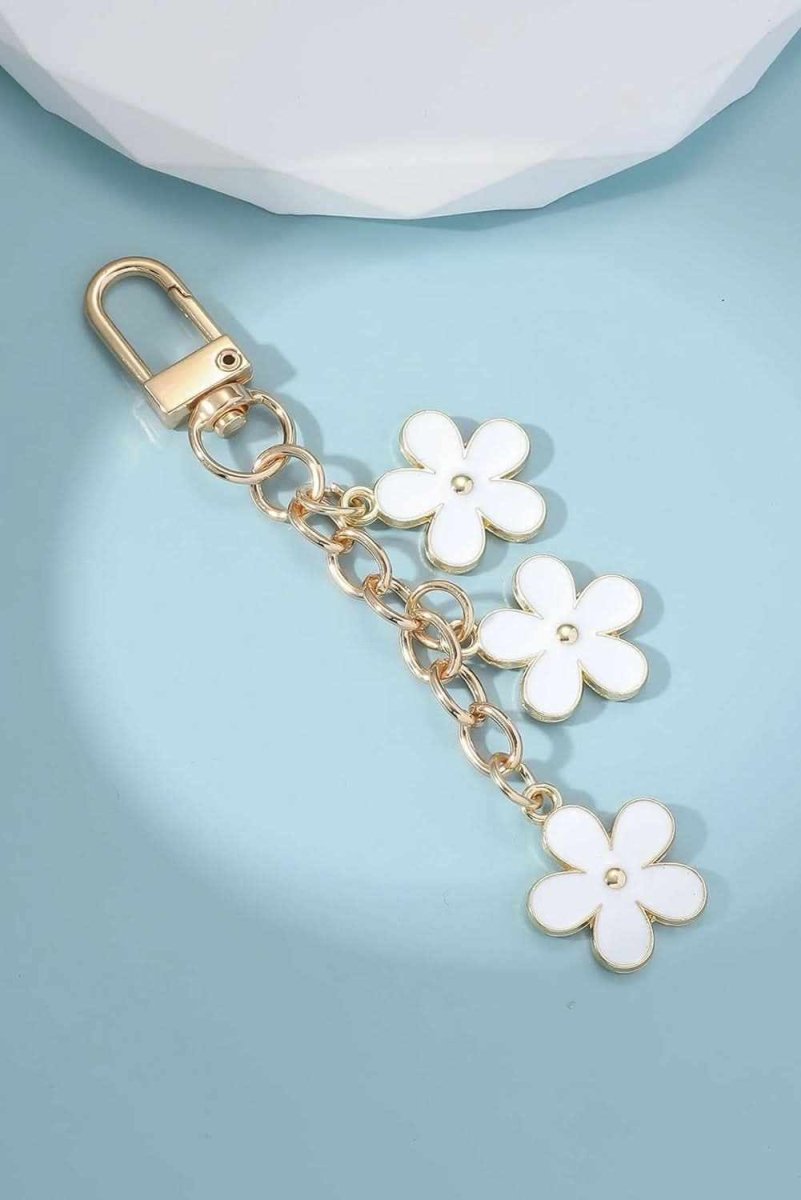 White Cute Flower Shape Ornament Key Buckle - Love Salve