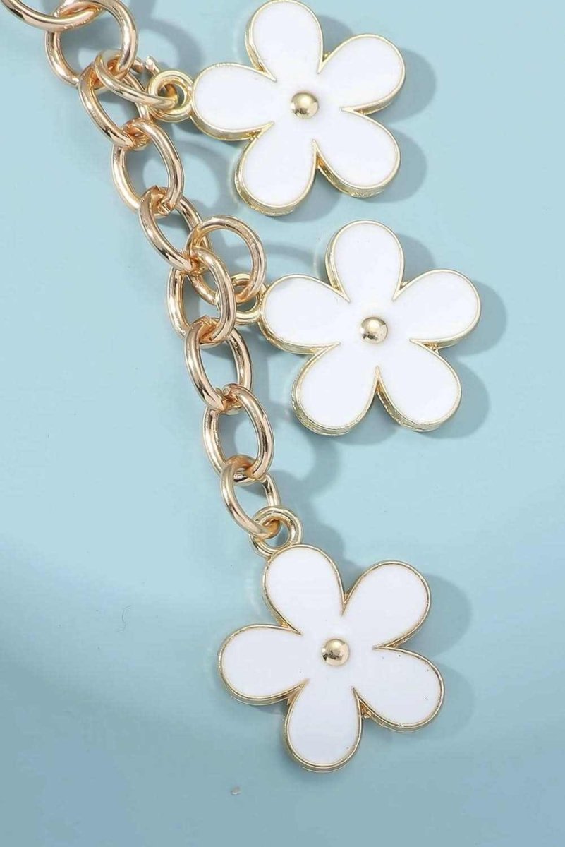White Cute Flower Shape Ornament Key Buckle - Love Salve