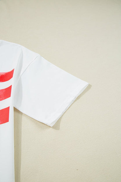 White Flag Bow Graphic Crewneck Tee for Casual Style - Love Salve 