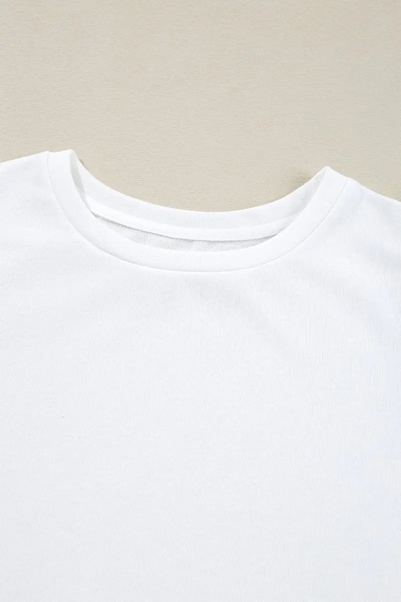 White Floral Crochet Patched Ruffled Sleeve Crewneck Blouse - Love Salve 