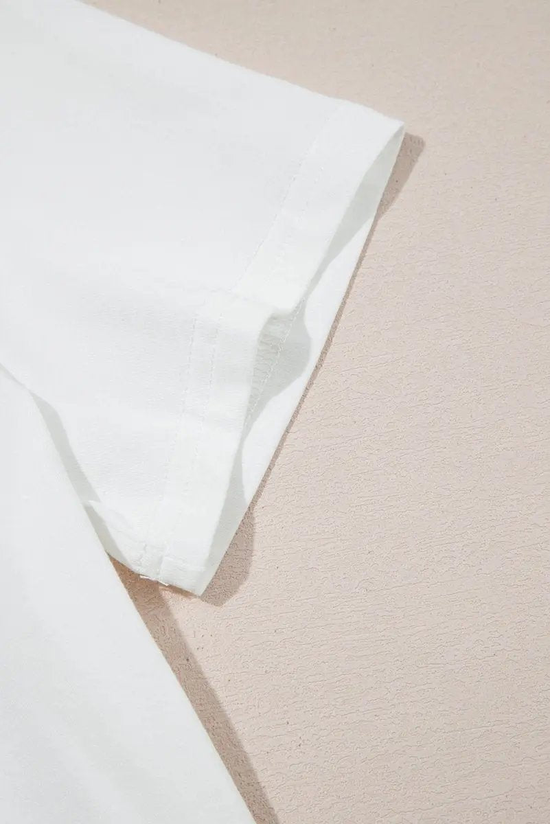 White Rhinestone Bow Embellished Round Neck Tee for Women - Love Salve 