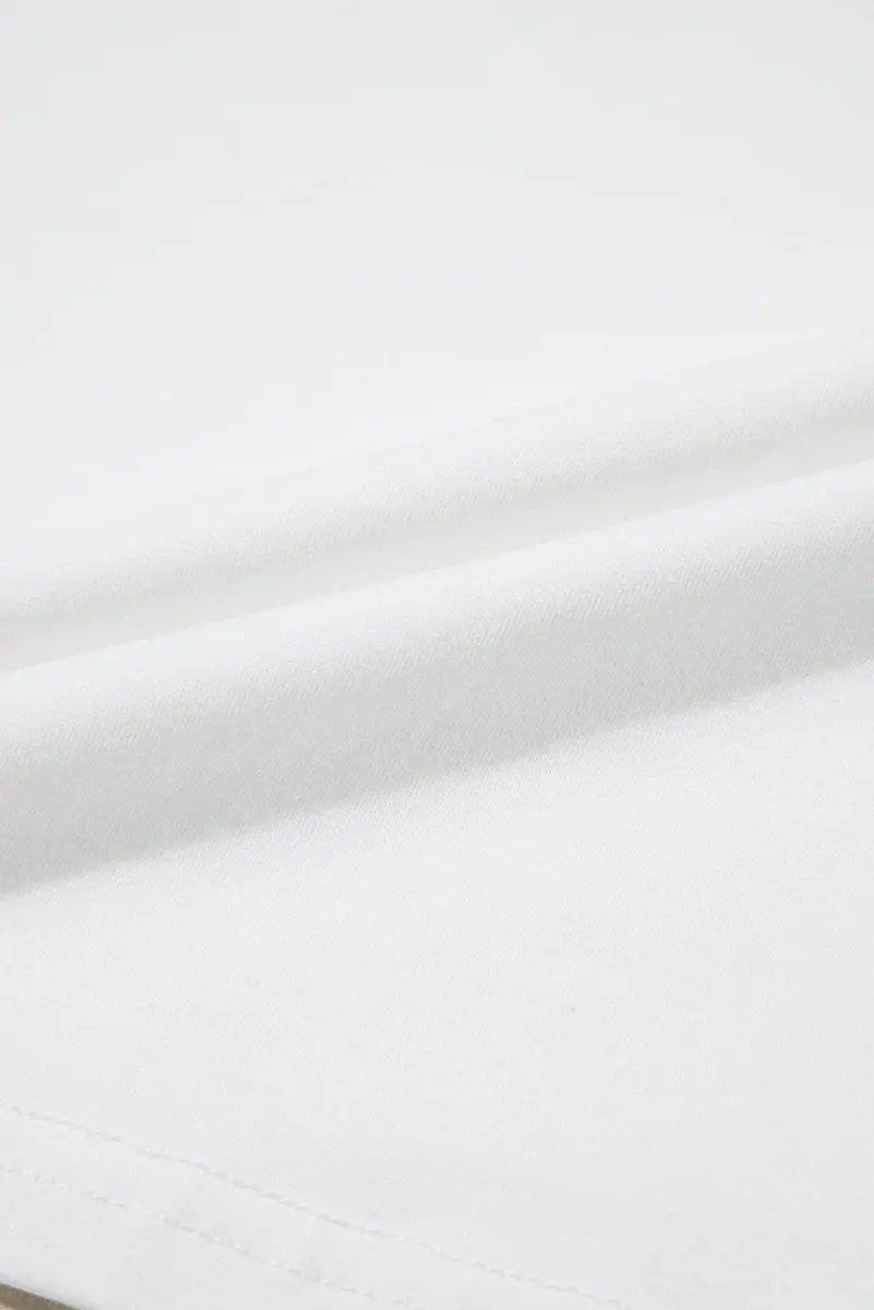 White Rhinestone Bow Embellished Round Neck Tee for Women - Love Salve 