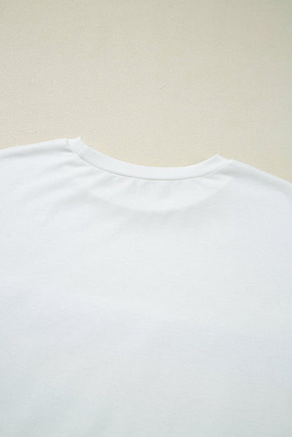 White Sequin Stripes Patchwork Mardi Gras Crew Neck T Shirt - Love Salve