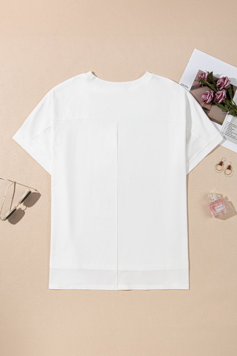 White Sequined Texas Graphic Plus Size T Shirt for Women - Love Salve