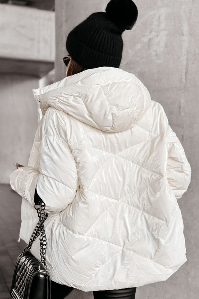 White Solid Quilted Hooded Zip Up Puffer Jackets - Love Salve 