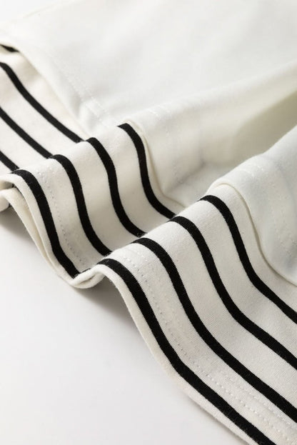 White Stripe Colorblock Sleeve Exposed Seam Fake - 2 - Piece Sweatshirt - Love Salve