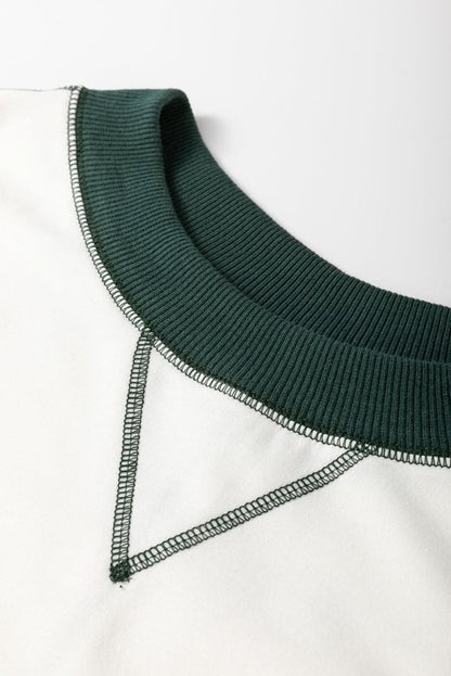 White Stripe Colorblock Sleeve Exposed Seam Fake - 2 - Piece Sweatshirt - Love Salve