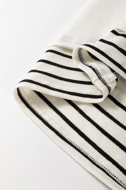 White Stripe Colorblock Sleeve Exposed Seam Fake - 2 - Piece Sweatshirt - Love Salve