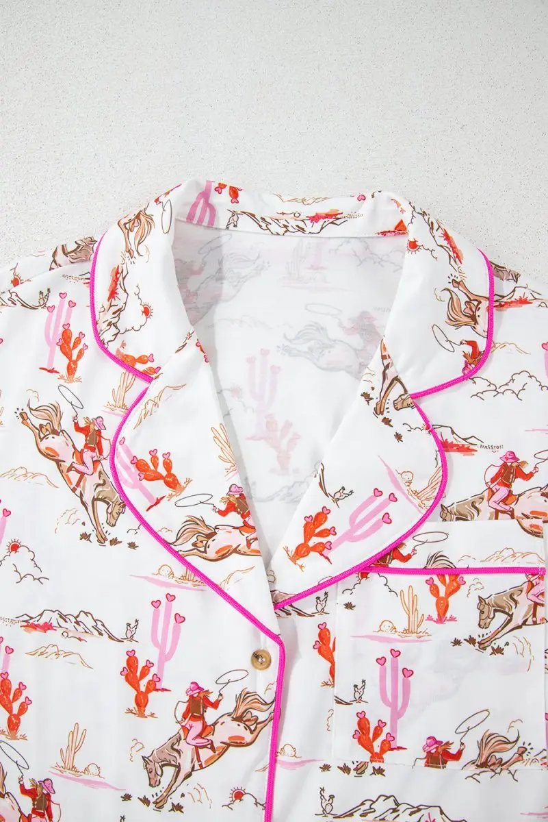 White Western-Themed Sleepwear Set - Love Salve 