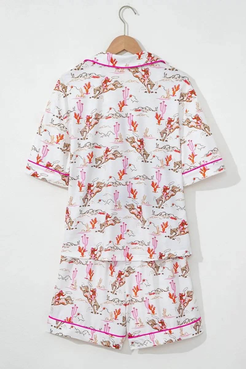 White Western-Themed Sleepwear Set - Love Salve 