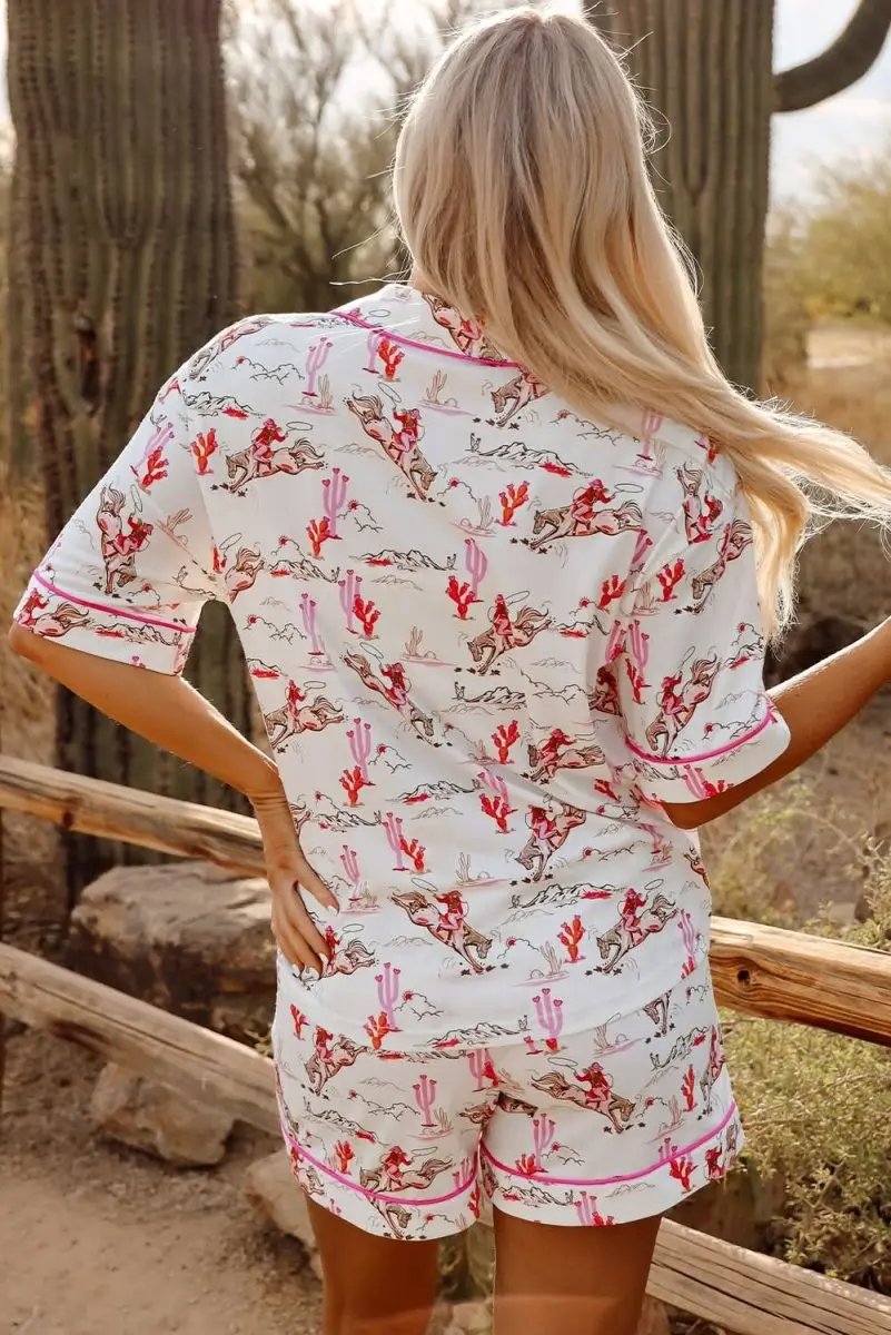 White Western-Themed Sleepwear Set - Love Salve 
